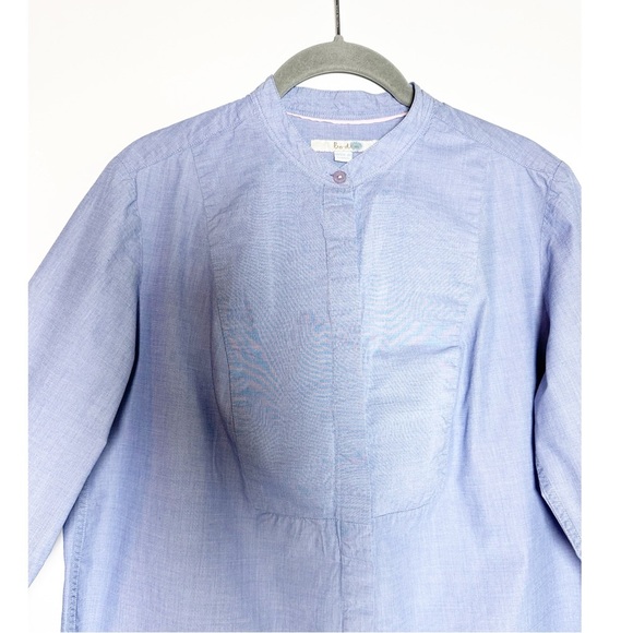 Boden Chambray Collarless Button Down Shirt Blue Size 8 - Picture 3 of 7